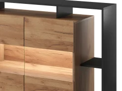 Aparador 4 portas e 4 nichos com LEDs natural claro e antracite - IDESIA