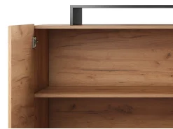 Aparador 4 portas e 4 nichos com LEDs natural claro e antracite - IDESIA