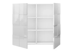 Aparador alto - 2 portas e 4 prateleiras - Cor: lacado a branco - CALISTO