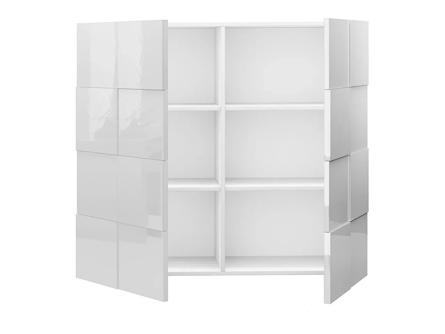 Aparador alto - 2 portas e 4 prateleiras - Cor: lacado a branco - CALISTO