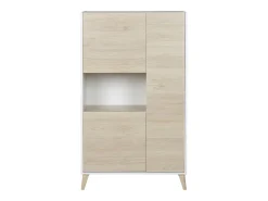 Aparador alto 3 portas escandinavo Carvalho e branco KOLYMA