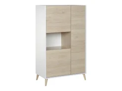 Aparador alto 3 portas escandinavo Carvalho e branco KOLYMA