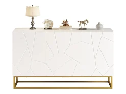 Aparador alto brilho - 130 x 36 x 76 cm - com 3 portas - Aglomerado - branco