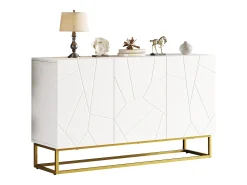 Aparador alto brilho - 130 x 36 x 76 cm - com 3 portas - Aglomerado - branco