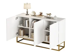 Aparador alto brilho - 130 x 36 x 76 cm - com 3 portas - Aglomerado - branco