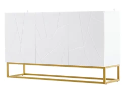 Aparador alto brilho - 130 x 36 x 76 cm - com 3 portas - Aglomerado - branco