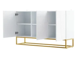 Aparador alto brilho - 130 x 36 x 76 cm - com 3 portas - Aglomerado - branco