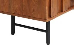 Aparador alto com 4 portas em madeira de mangueira e metal preto, cor natural - MIZORAM