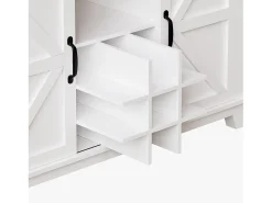 Aparador alto de cozinha - 105 x 40 x 180 cm - com prateleiras reguláveis + LEDs + 4 portas + 3 gavetas - Metal + MDF - branco