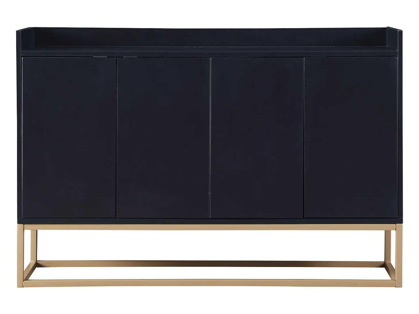 Aparador baixo 4 portas - Madeira MDF e pés de metal - Estilo moderno - Cor preta - 120 x 30 x 80 cm