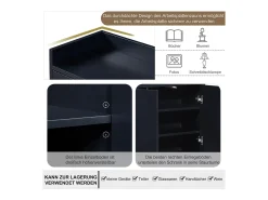 Aparador baixo 4 portas - Madeira MDF e pés de metal - Estilo moderno - Cor preta - 120 x 30 x 80 cm