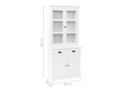 Aparador c/ 4 portas em MDF + madeira de pinho 80x40x180 cm