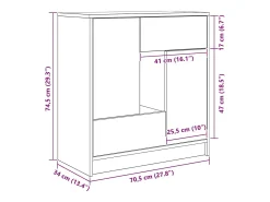 Aparador c/ gavetas e portas 70,5x34x74,5 cm carvalho preto
