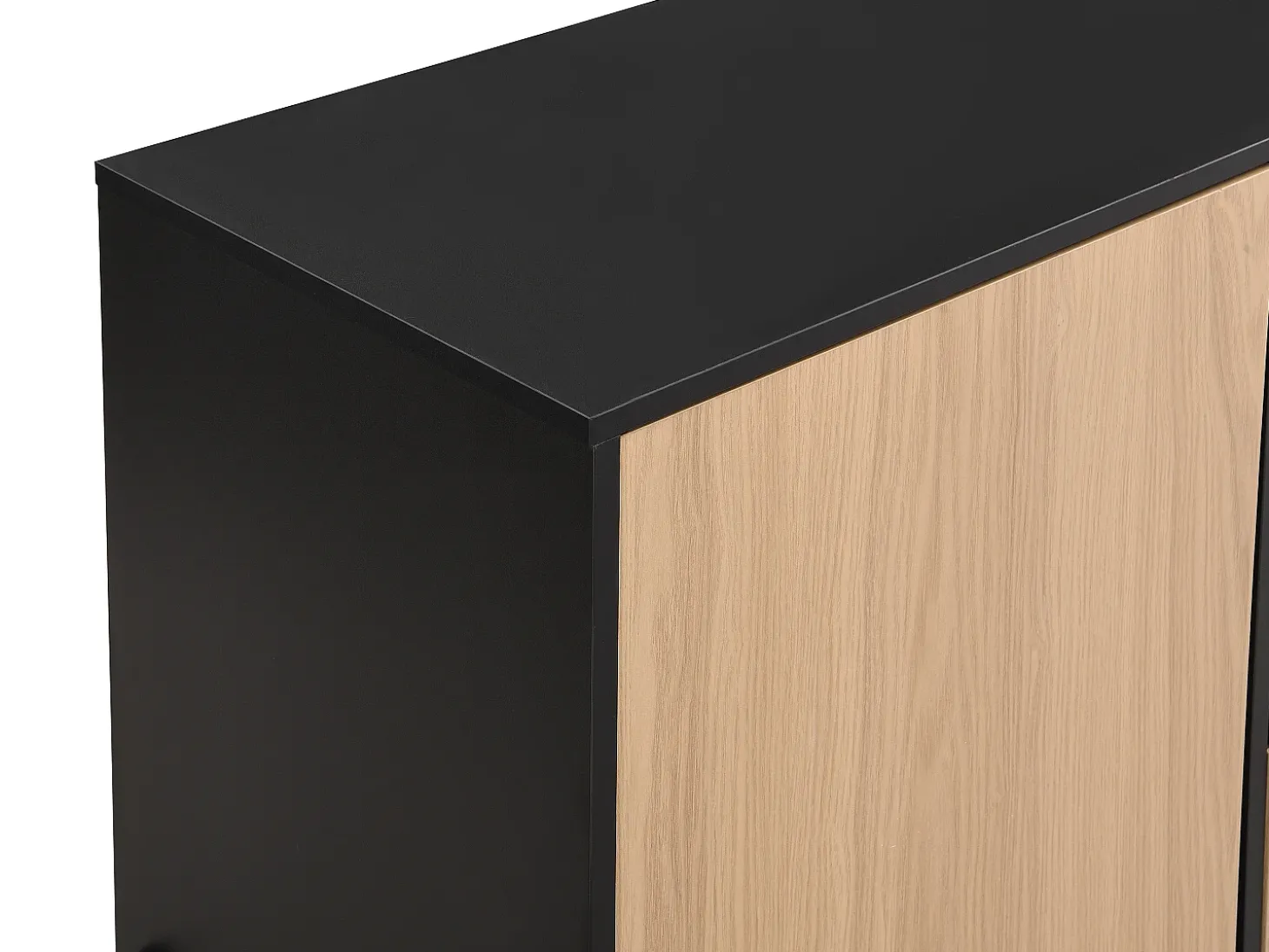 Aparador com 1 porta e 3 gavetas preto e natural claro - GLARODI