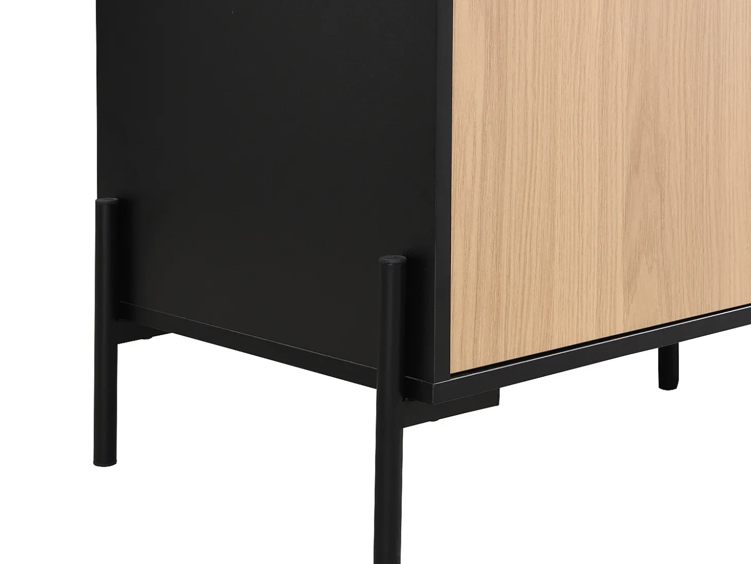 Aparador com 1 porta e 3 gavetas preto e natural claro - GLARODI