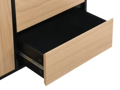 Aparador com 1 porta e 3 gavetas preto e natural claro - GLARODI