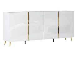Aparador com 4 portas - 200 cm - Branco brilhante e Dourado - MARZIALO