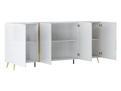 Aparador com 4 portas - 200 cm - Branco brilhante e Dourado - MARZIALO