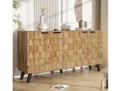 Aparador com 4 portas - 160,5 x 35,5 x 78 cm - para sala de estar, sala de jantar - Aglomerado - Cor madeira