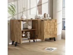 Aparador com 4 portas - 160,5 x 35,5 x 78 cm - para sala de estar, sala de jantar - Aglomerado - Cor madeira