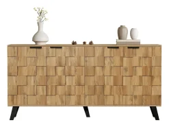 Aparador com 4 portas - 160,5 x 35,5 x 78 cm - para sala de estar, sala de jantar - Aglomerado - Cor madeira