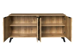 Aparador com 4 portas - 160,5 x 35,5 x 78 cm - para sala de estar, sala de jantar - Aglomerado - Cor madeira