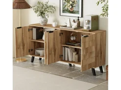 Aparador com 4 portas - 160,5 x 35,5 x 78 cm - para sala de estar, sala de jantar - Aglomerado - Cor madeira