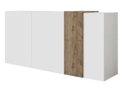 Aparador com 3 portas - Branco e natural claro - CAYNO
