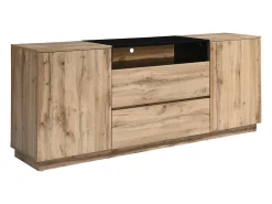 Aparador com 2 portas, 2 gavetas e 1 nicho natural e preto - CEMILINA