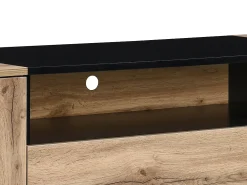 Aparador com 2 portas, 2 gavetas e 1 nicho natural e preto - CEMILINA