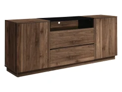 Aparador com 2 portas, 2 gavetas e 1 nicho - Castanho escuro e preto - CEMILINA