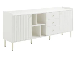 Aparador com 2 portas, 3 gavetas e 4 nichos - Branco e dourado - LUNAOR