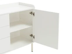 Aparador com 2 portas, 3 gavetas e 4 nichos - Branco e dourado - LUNAOR