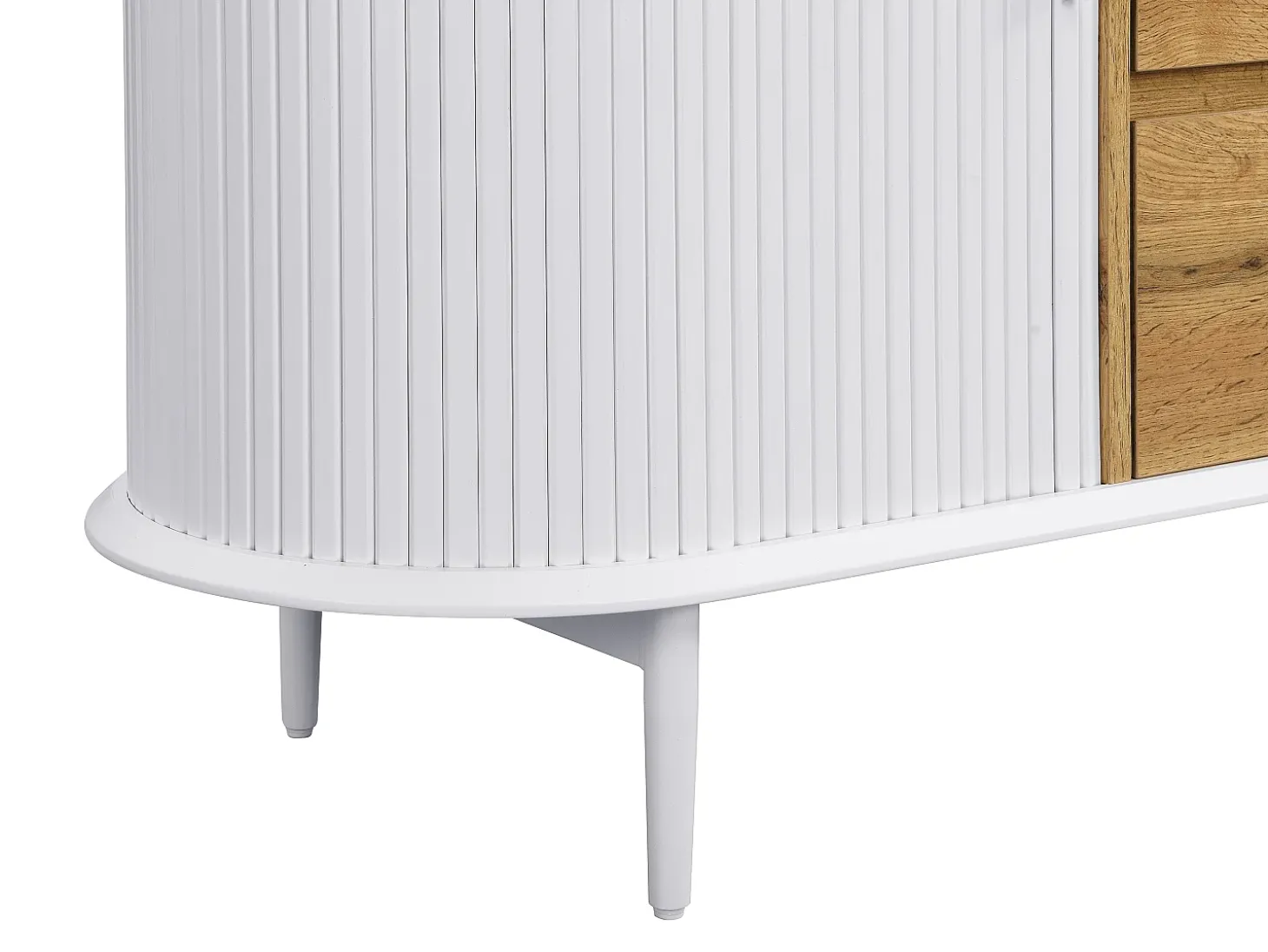 Aparador com 2 portas de correr e 3 gavetas em MDF natural e branco - VELURANI