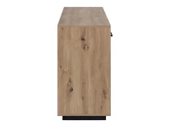 Aparador com 3 portas e 3 gavetas em MDF - Natural e preto - NALAMANE