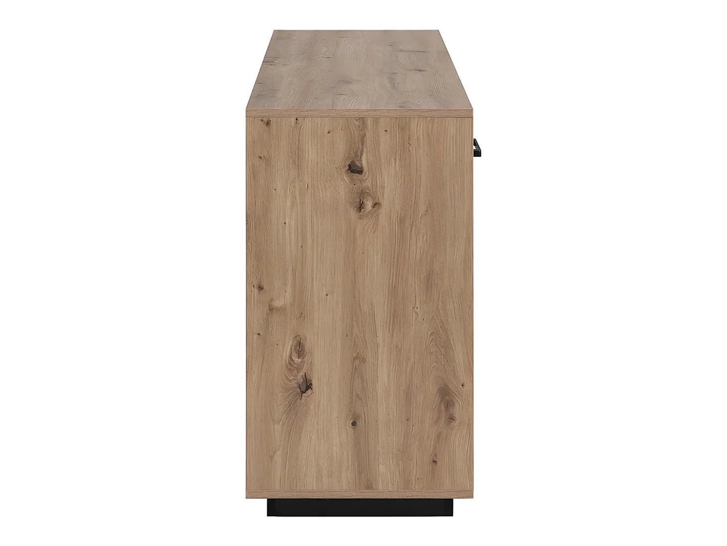 Aparador com 3 portas e 3 gavetas em MDF - Natural e preto - NALAMANE
