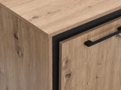 Aparador com 3 portas e 3 gavetas em MDF - Natural e preto - NALAMANE