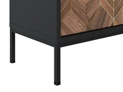 Aparador com 2 portas e 3 gavetas preto e natural escuro - MIALINE
