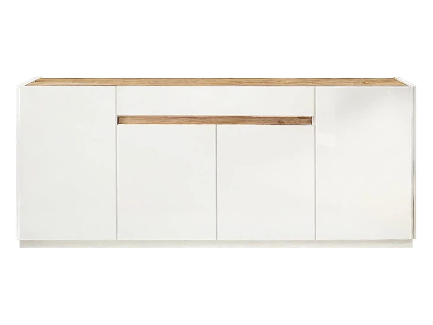 Aparador com 4 portas e 1 gaveta branco e natural - EMORA