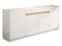 Aparador com 4 portas e 1 gaveta branco e natural - EMORA