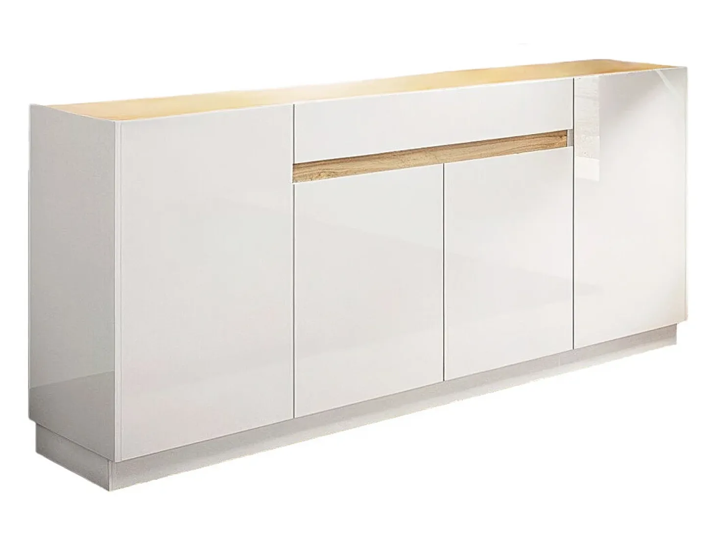 Aparador com 4 portas e 1 gaveta branco e natural - EMORA
