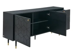 Aparador com 2 portas e 3 gavetas folha de carvalho preto e dourado - PARIOMA
