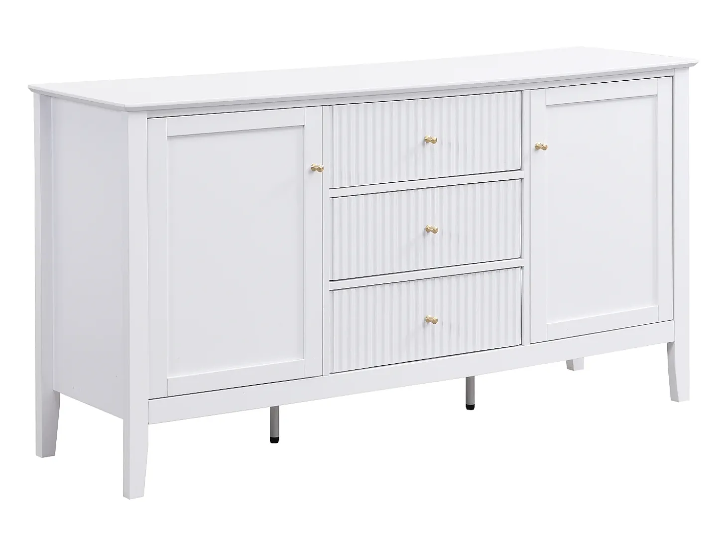 Aparador com 2 portas e 3 gavetas em MDF branco - NARIVA