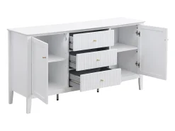 Aparador com 2 portas e 3 gavetas em MDF branco - NARIVA