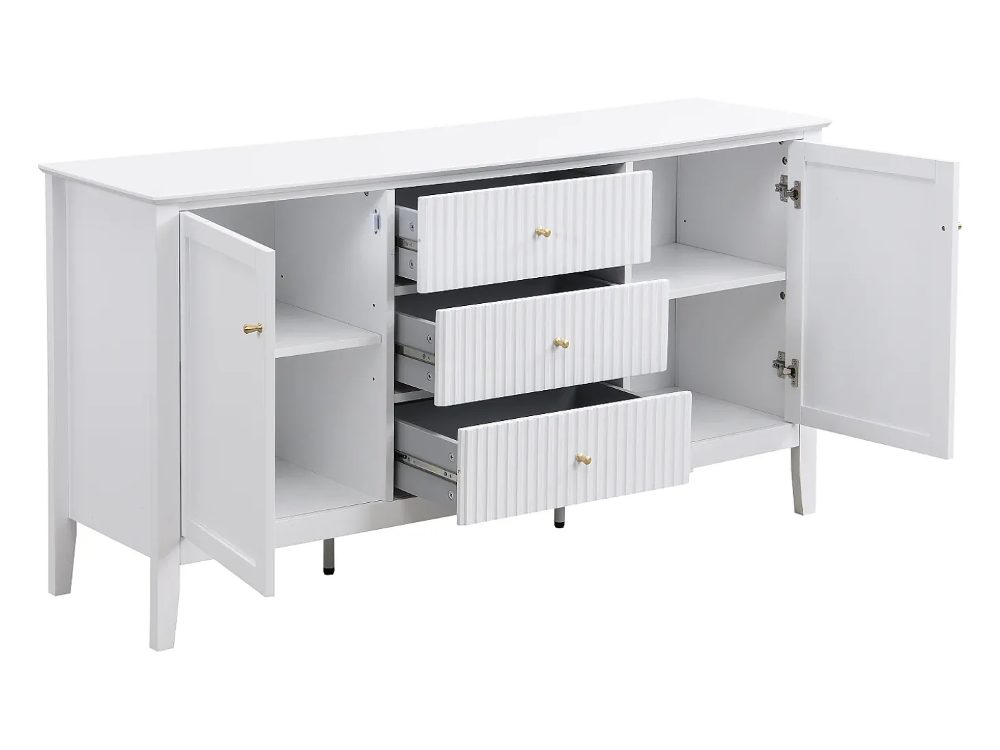 Aparador com 2 portas e 3 gavetas em MDF branco - NARIVA