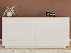 Aparador com 4 portas e 1 gaveta. MDF laqueado branco. AMANI