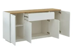 Aparador com 4 portas e 1 gaveta. MDF laqueado branco. AMANI