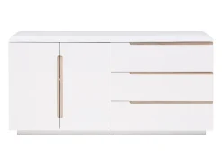 Aparador com 2 portas e 3 gavetas branco e natural - NURINI