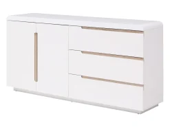 Aparador com 2 portas e 3 gavetas branco e natural - NURINI
