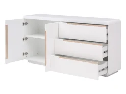 Aparador com 2 portas e 3 gavetas branco e natural - NURINI